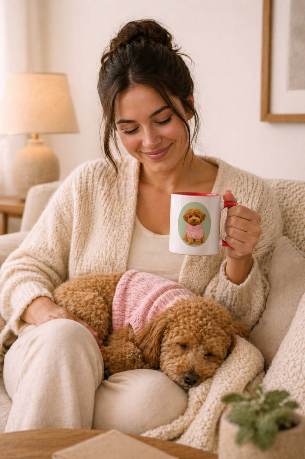 Custom dog mom pet portrait gift by Fiorpaw