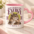 Main Character Energy — Personalized Pet Heart Handle Mug — close-up example mockup