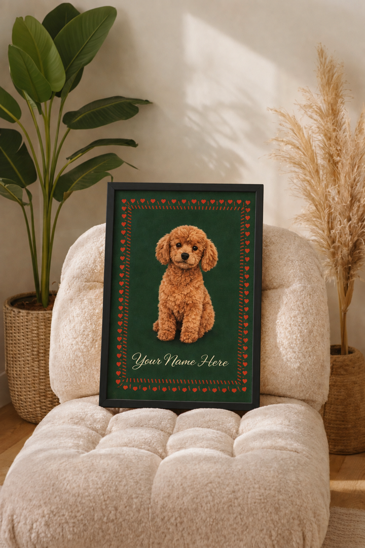 Green personalized pet framed art print by Fiorpaw