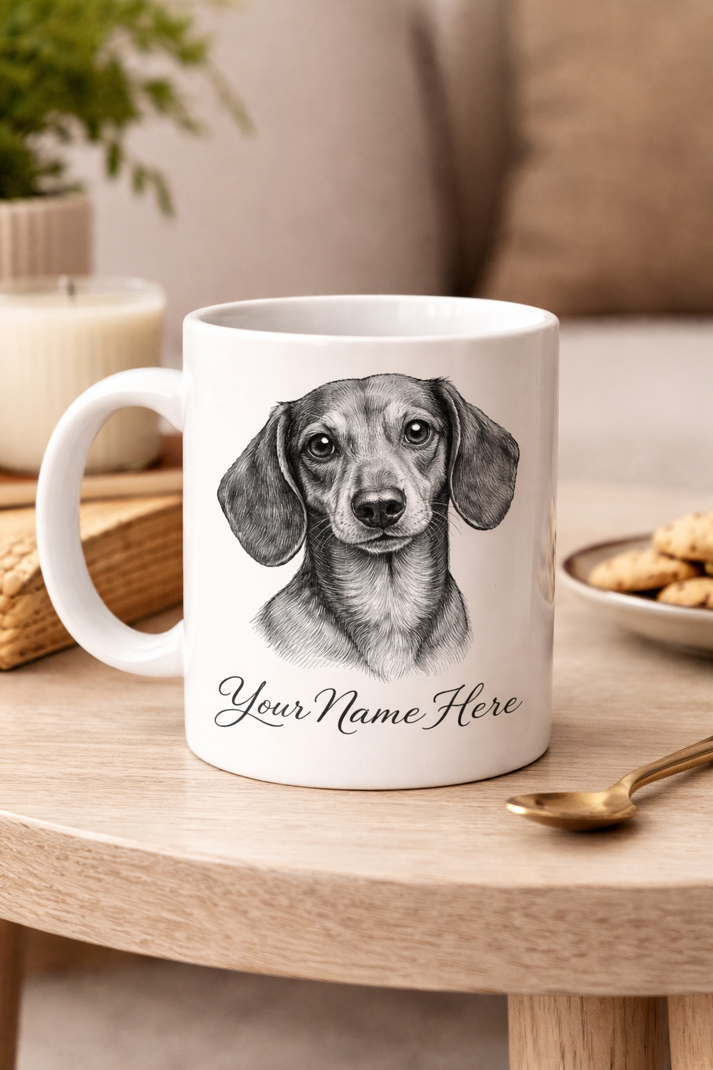 Custom B&W Pet Portrait Mug