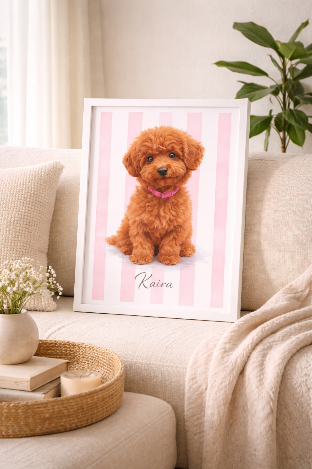 Pink Custom Pet Framed Poster – Personalized Pet Portrait
