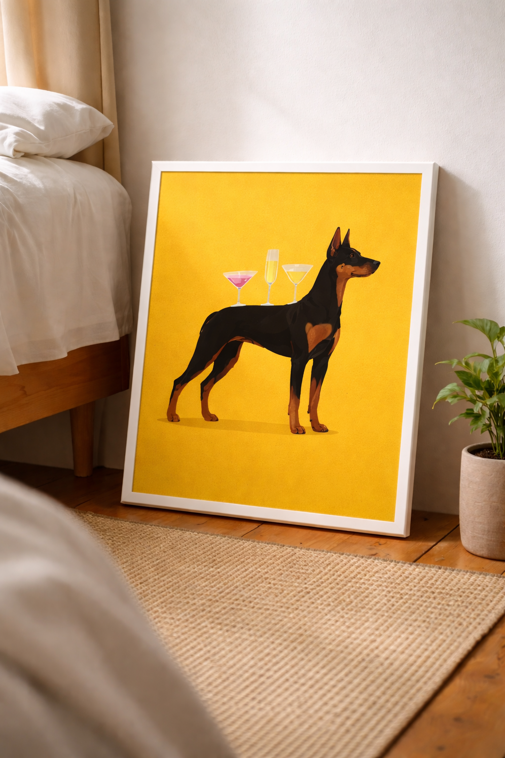 The Tipsy Tail framed dog art print by Fiorpaw