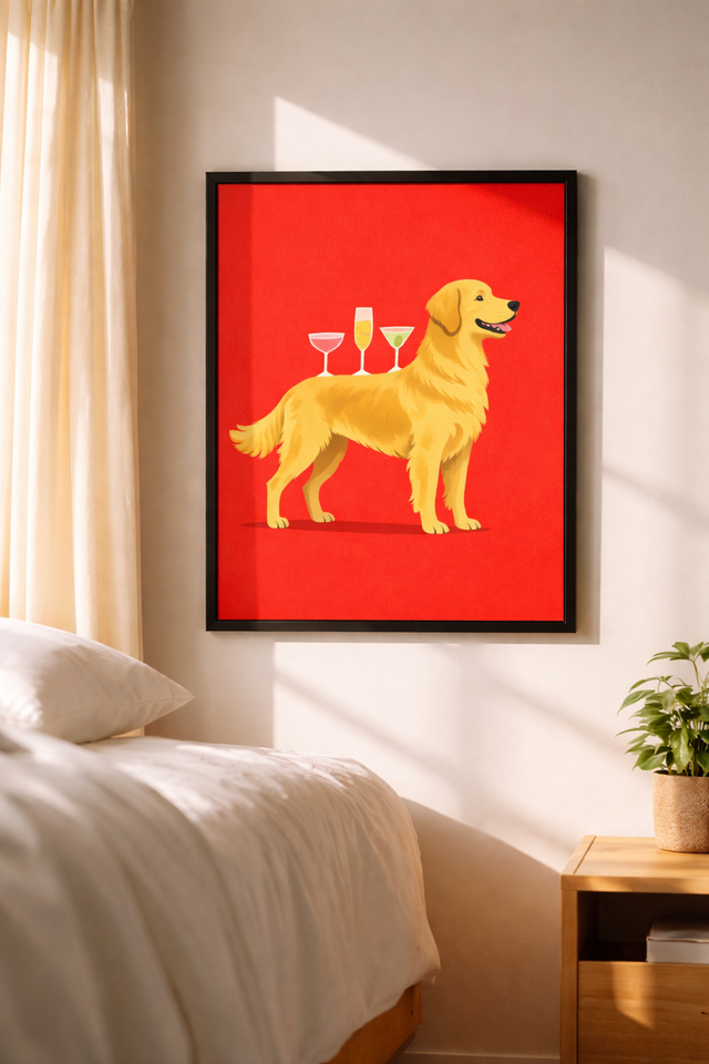The Happy Hour Hound framed dog art print by Fiorpaw