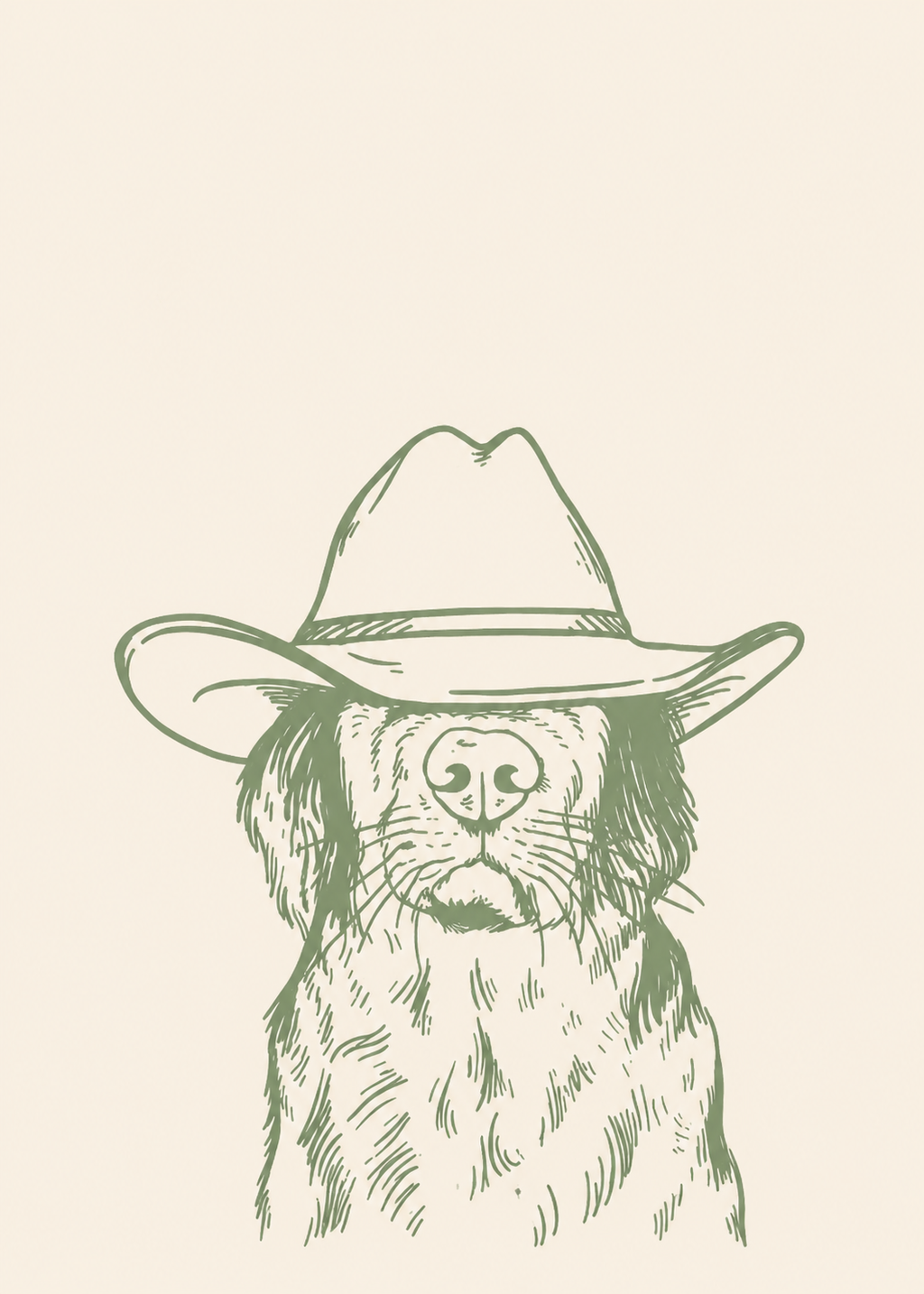 The Western Pup Sketch framed dog art print by Fiorpaw