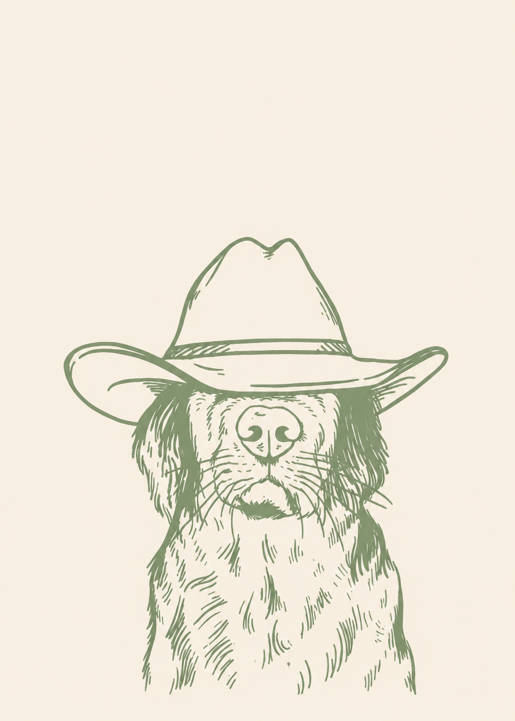 The Western Pup Sketch framed dog art print by Fiorpaw
