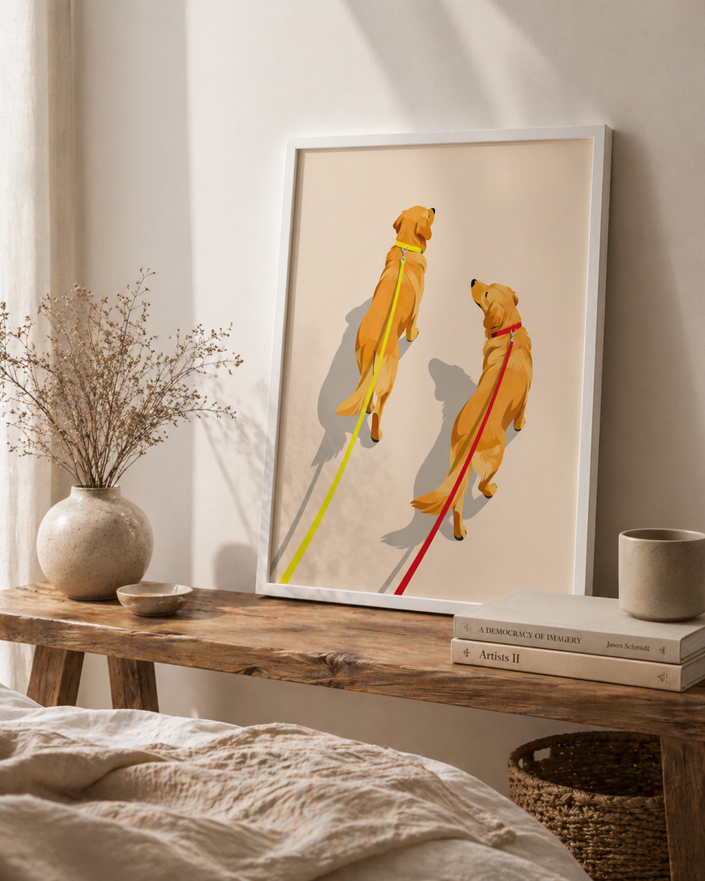 Side by Side framed dog art print by Fiorpaw