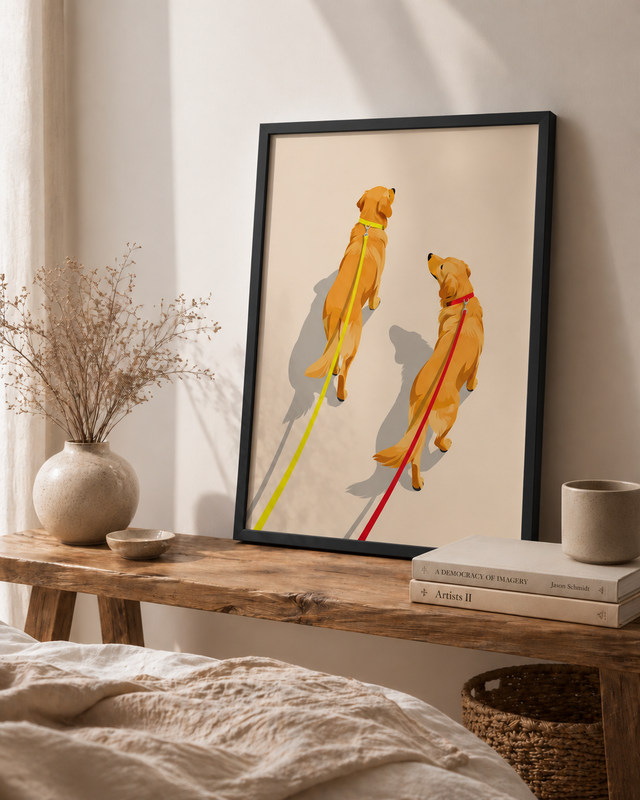 Side by Side framed dog art print by Fiorpaw