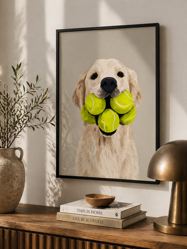 All In golden retriever framed art print by Fiorpaw
