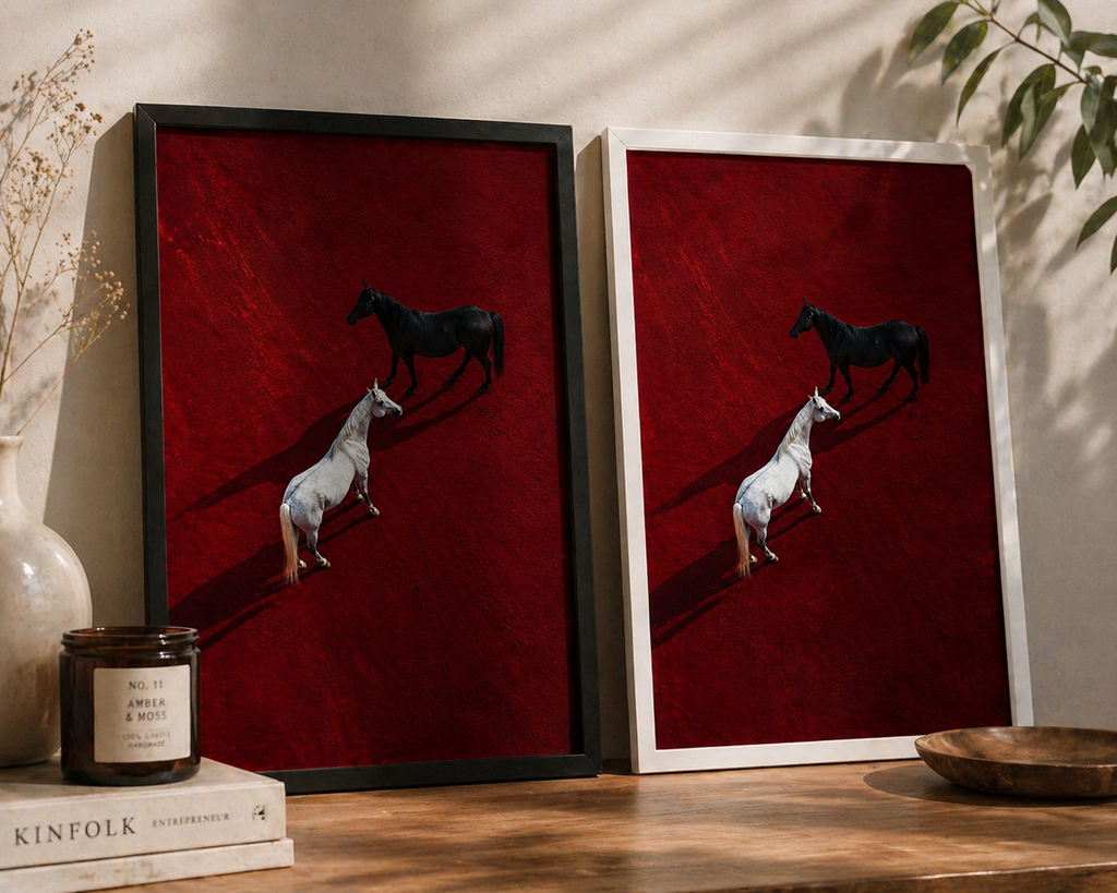 Crimson Contrast horse wall art print by Fiorpaw