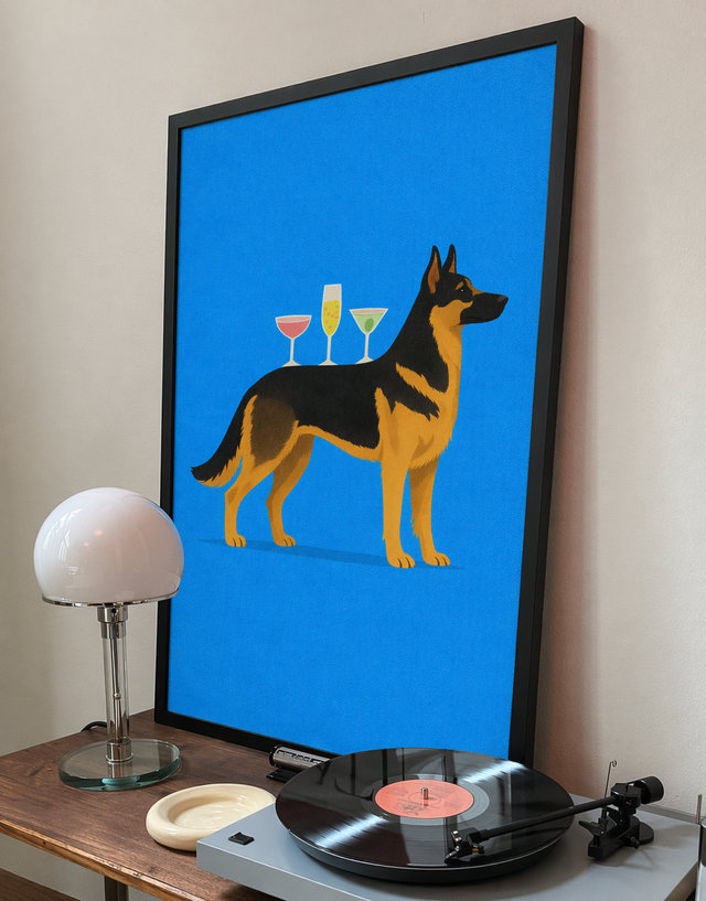 The Lounge Dog framed dog art print by Fiorpaw