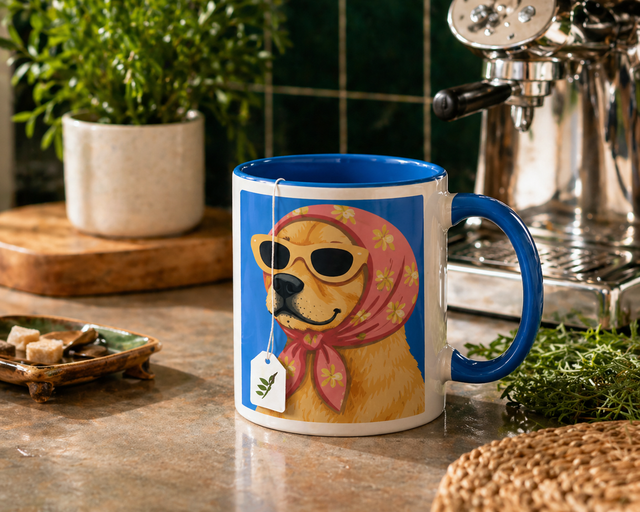 Modern custom pet portrait mug by Fiorpaw