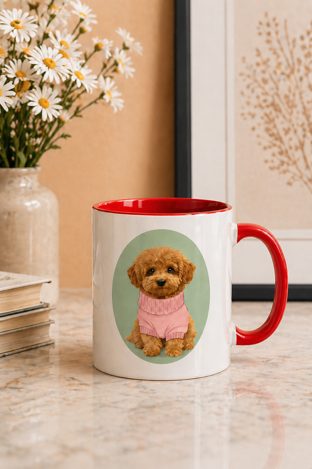 Vintage custom pet portrait mug by Fiorpaw