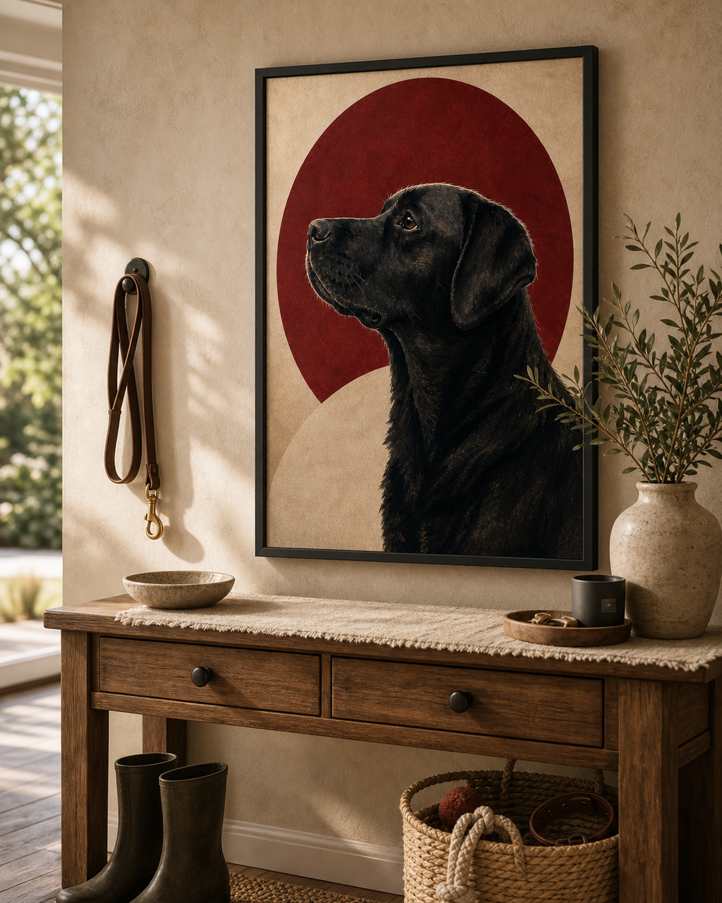 Red Personalized Dog Framed Art Print