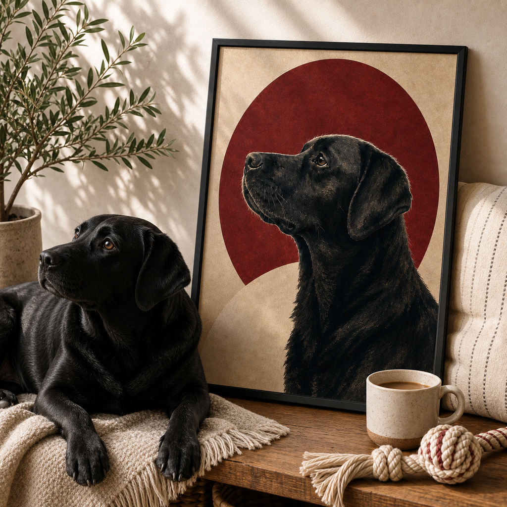 Red Personalized Dog Framed Art Print
