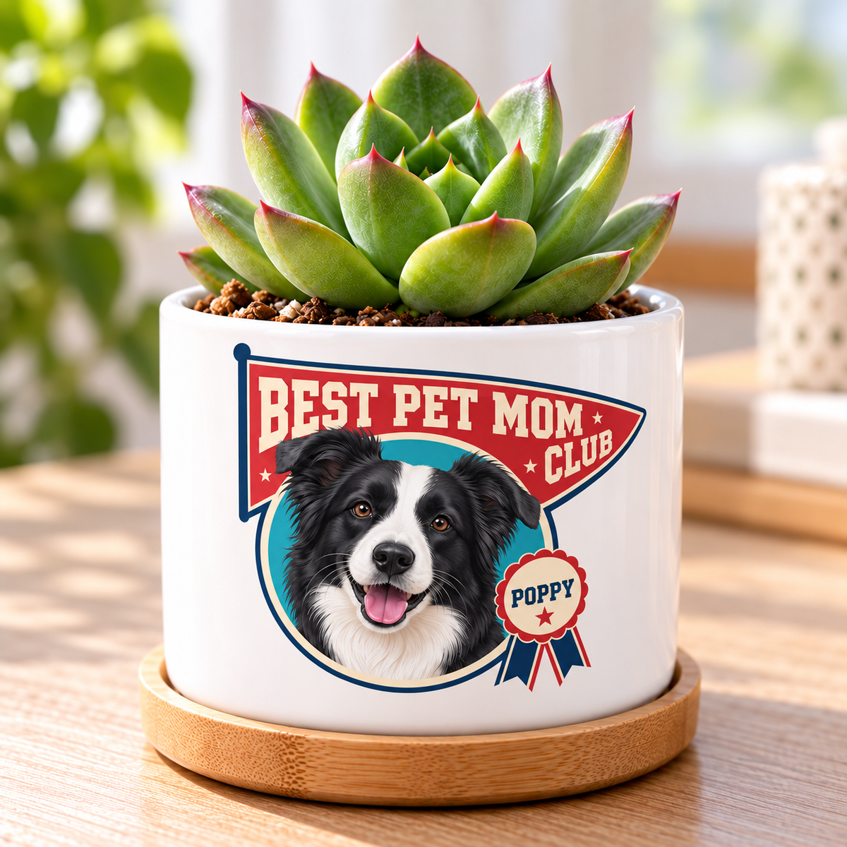 Best Pet Mom Club personalized pet plant pot close-up