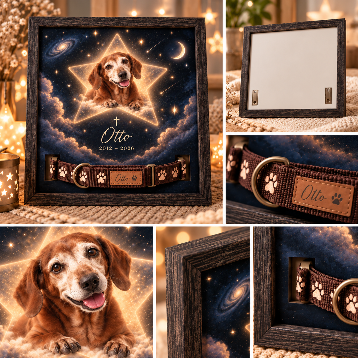 Forever Shining Star — Personalized Pet Memorial Frame — product details and close-up mockup