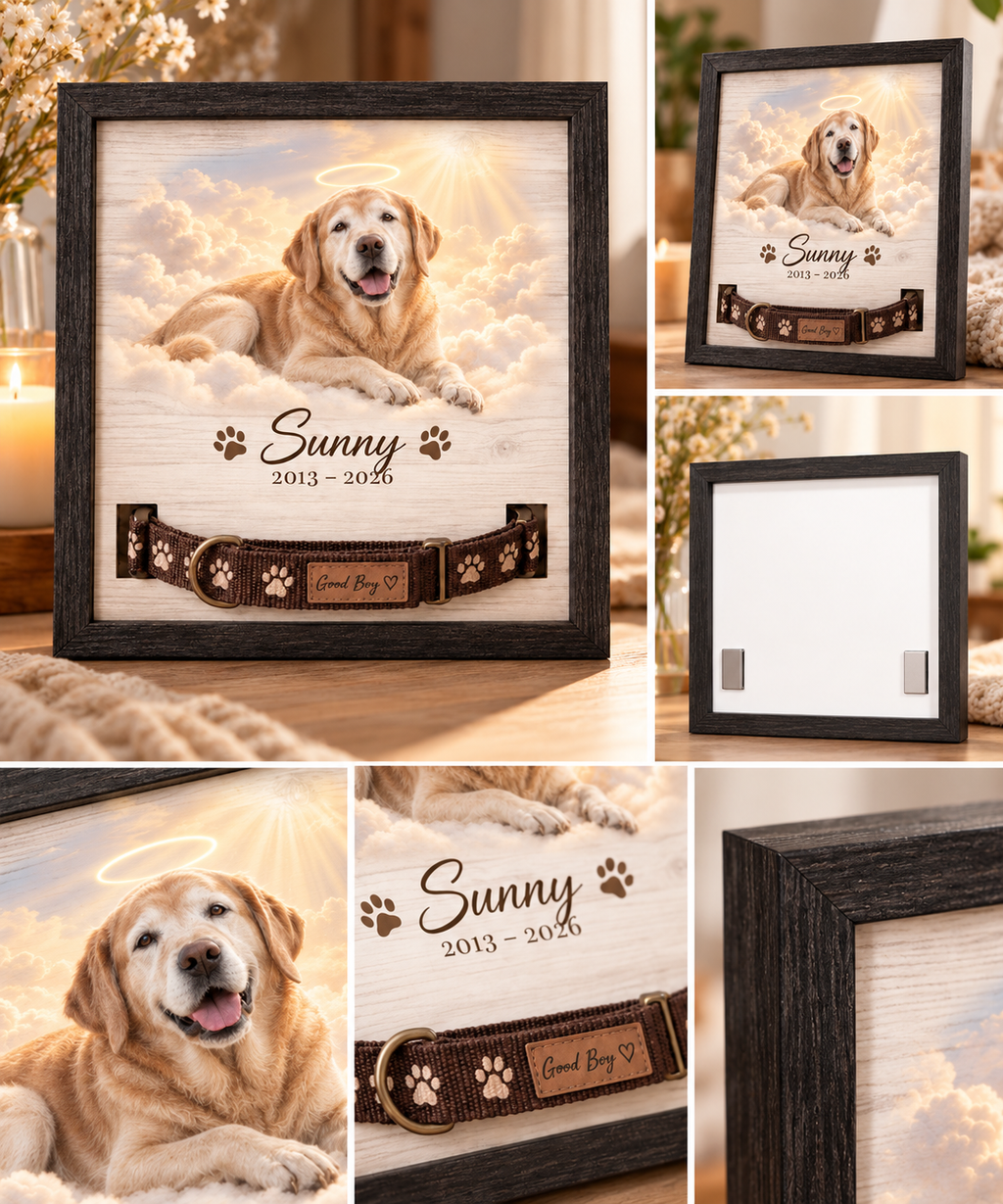 In a Better Place — Personalized Pet Memorial Frame — product details and close-up mockup