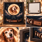 In the Moonlight — Personalized Pet Memorial Frame — product details and close-up mockup