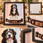 Remembered in Color — Pastel Stripes — Personalized Pet Memorial Frame — product details and close-up mockup