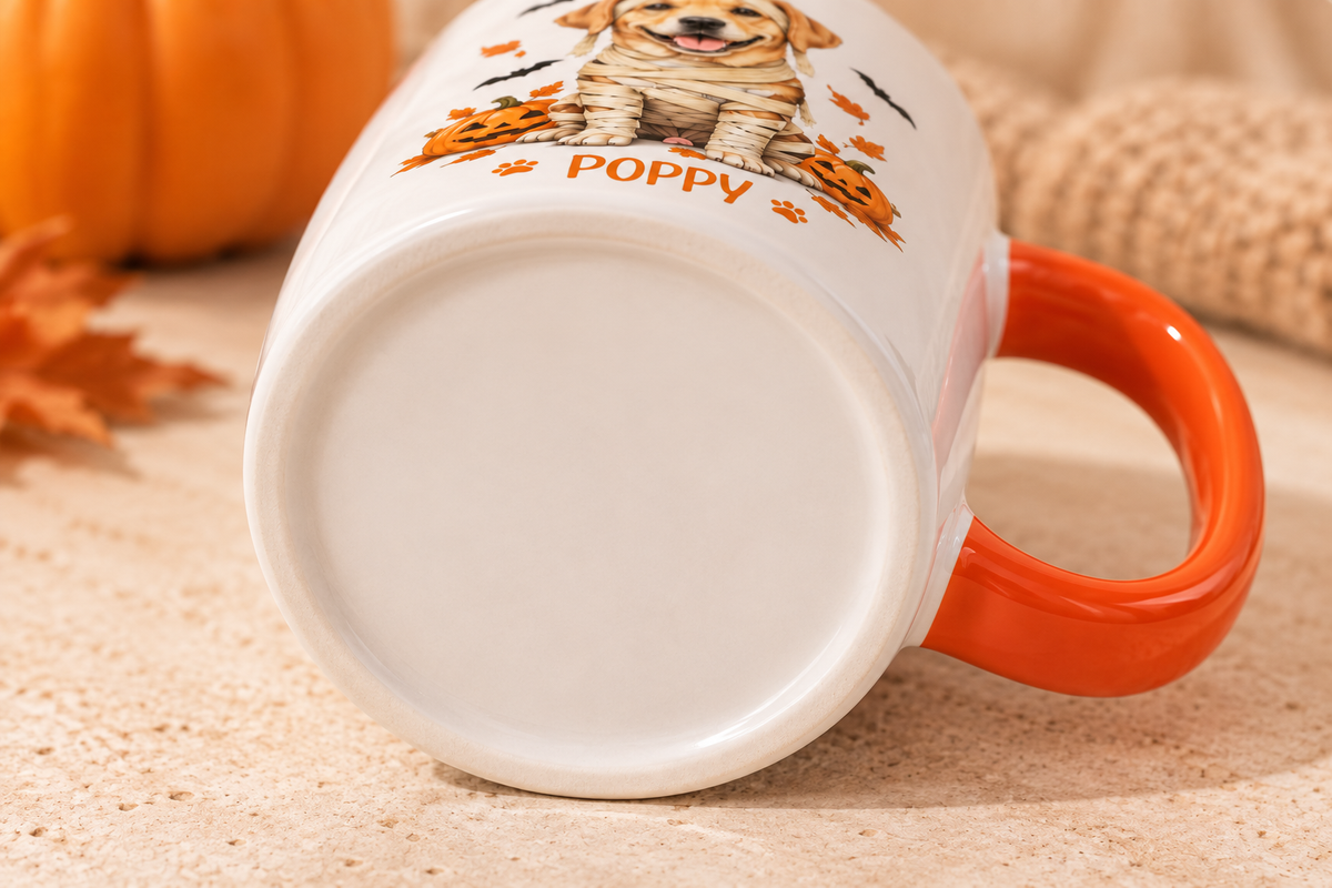 Halloween ceramic mug base detail