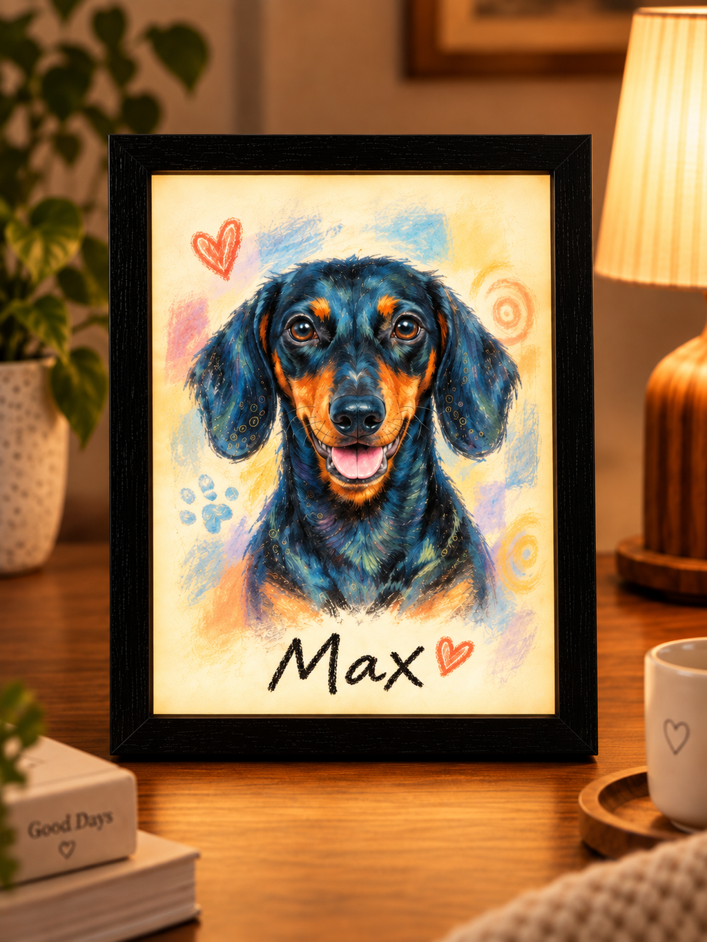 Soft Pastel Pawtrait — Personalized Pet Light-Up Frame — supplied primary design mockup