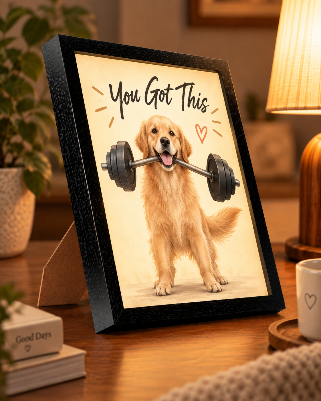 You Got This — Personalized Pet Light-Up Frame — supplied side-angle mockup