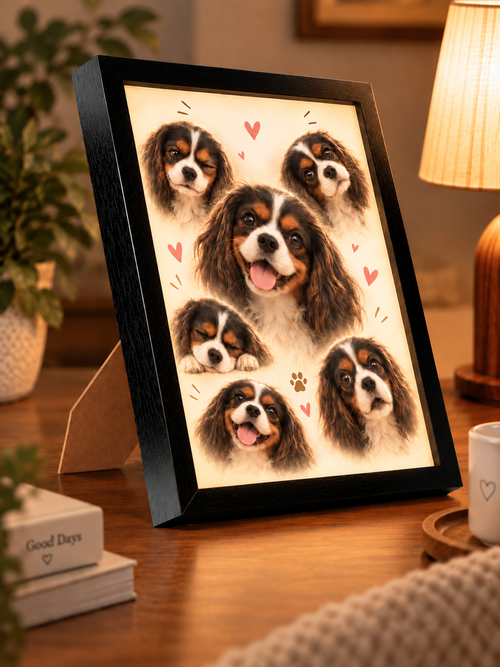 All Over You — Personalized Pet Light-Up Frame — supplied side-angle mockup