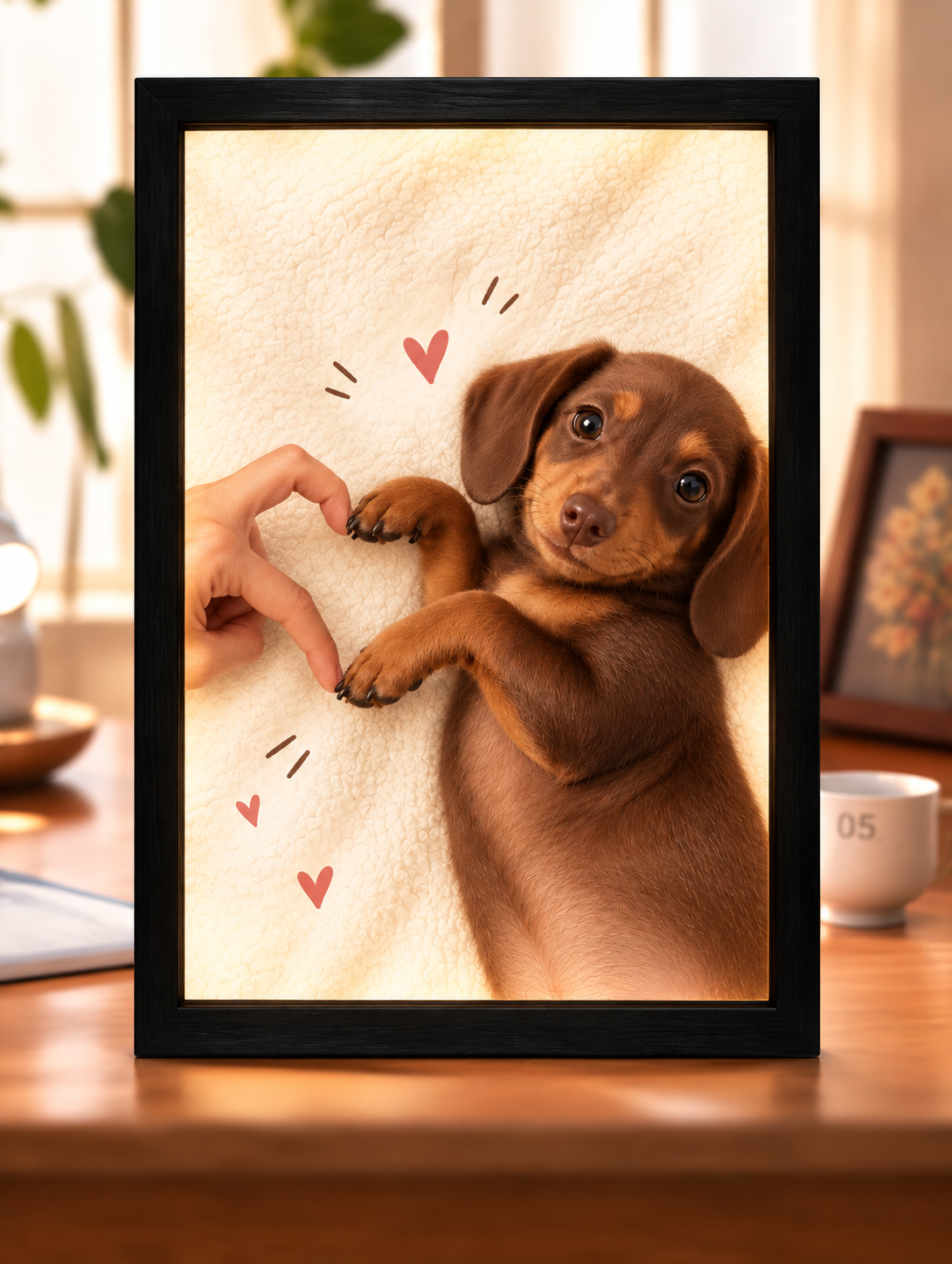 Love at First Paw — Personalized Pet Light-Up Frame — supplied primary design mockup