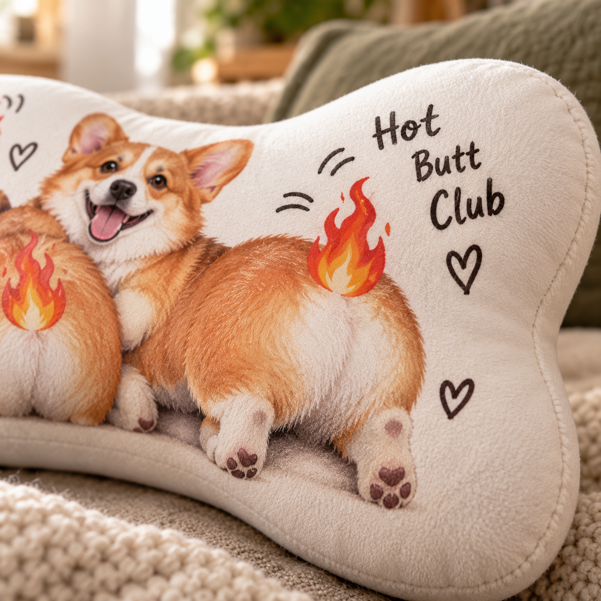Hot Butt Club — Personalized Pet Shaped Pillow — additional close-up of the personalized design