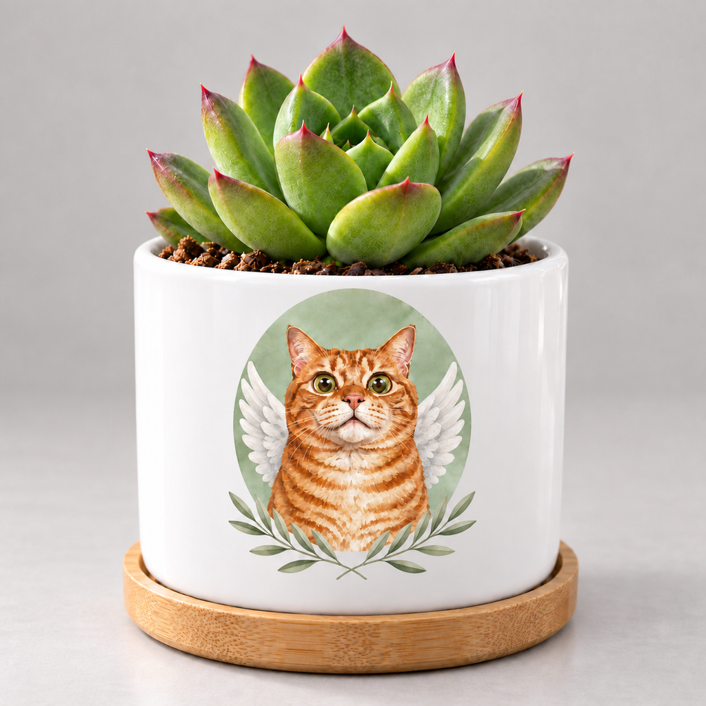 Angel in the Garden — Personalized Pet Plant Pot — coordinated studio mockup