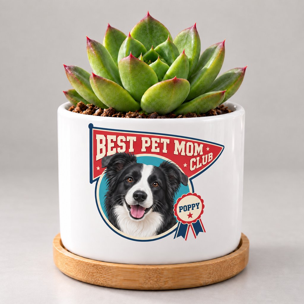 Best Pet Mom Club — Personalized Pet Plant Pot — coordinated studio mockup