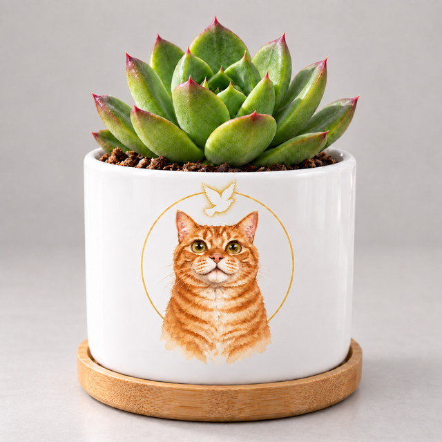 Golden Halo — Personalized Pet Plant Pot — coordinated studio mockup