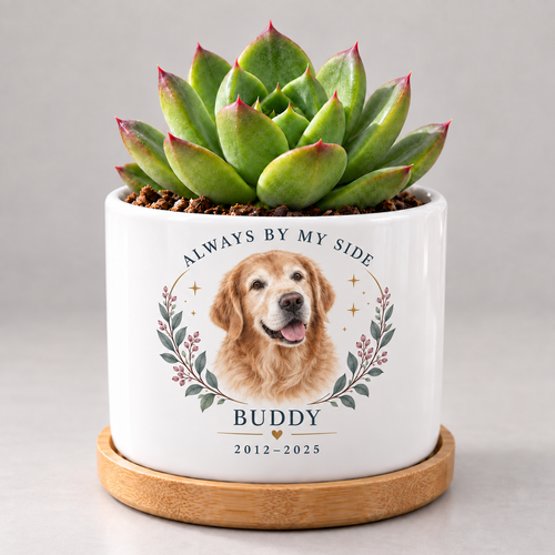Always by My Side — Personalized Pet Plant Pot — coordinated studio mockup