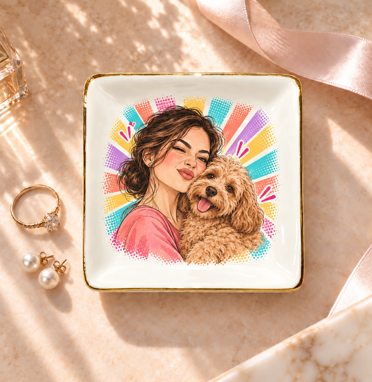 Pop Color Cuddle — Personalized Pet Ring Dish — supplied aligned primary mockup