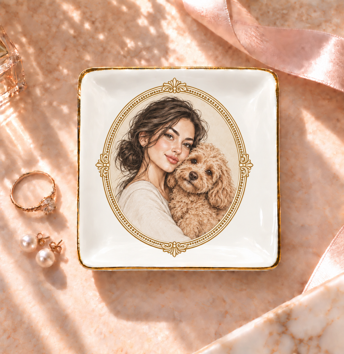 Heirloom Oval — Personalized Pet Ring Dish — supplied aligned primary mockup