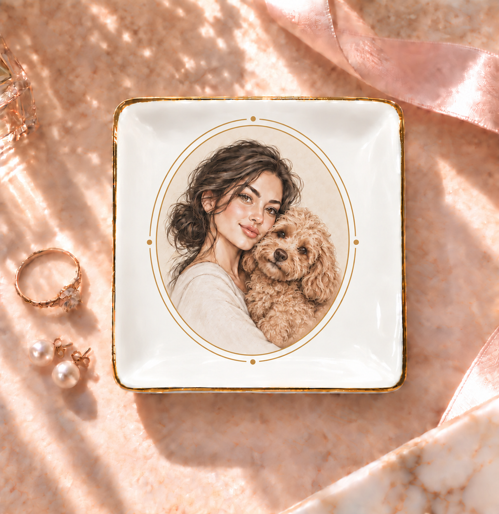 Golden Circle Cuddle — Personalized Pet Ring Dish — supplied aligned primary mockup