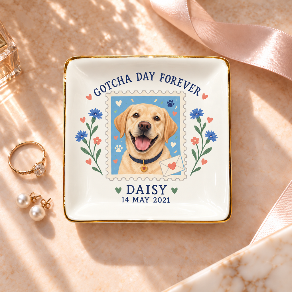 Gotcha Day Forever — Personalized Pet Ring Dish — supplied aligned primary mockup