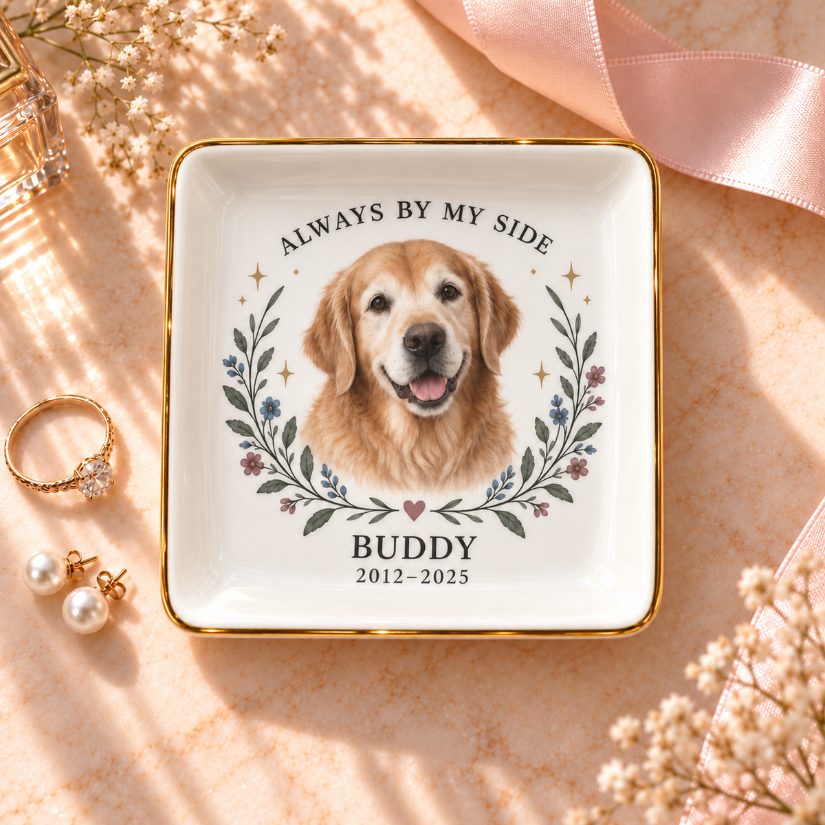 Always by My Side — Personalized Pet Ring Dish — supplied aligned primary mockup