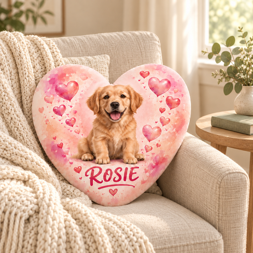 Bubble Heart — Personalized Pet Shaped Pillow — personalized pillow in a cozy reading nook