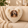 Held in Angel Wings — Personalized Pet Shaped Pillow — supplied front design example
