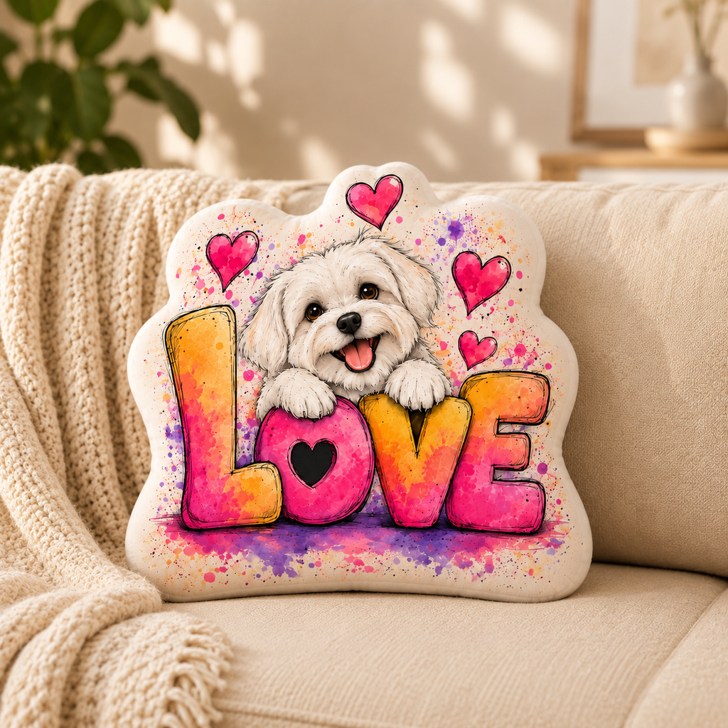 Love in Full Color — Personalized Pet Shaped Pillow — supplied front design example