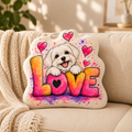 Love in Full Color — Personalized Pet Shaped Pillow — supplied front design example