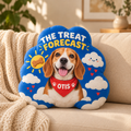 The Treat Forecast — Personalized Pet Shaped Pillow — supplied front design example