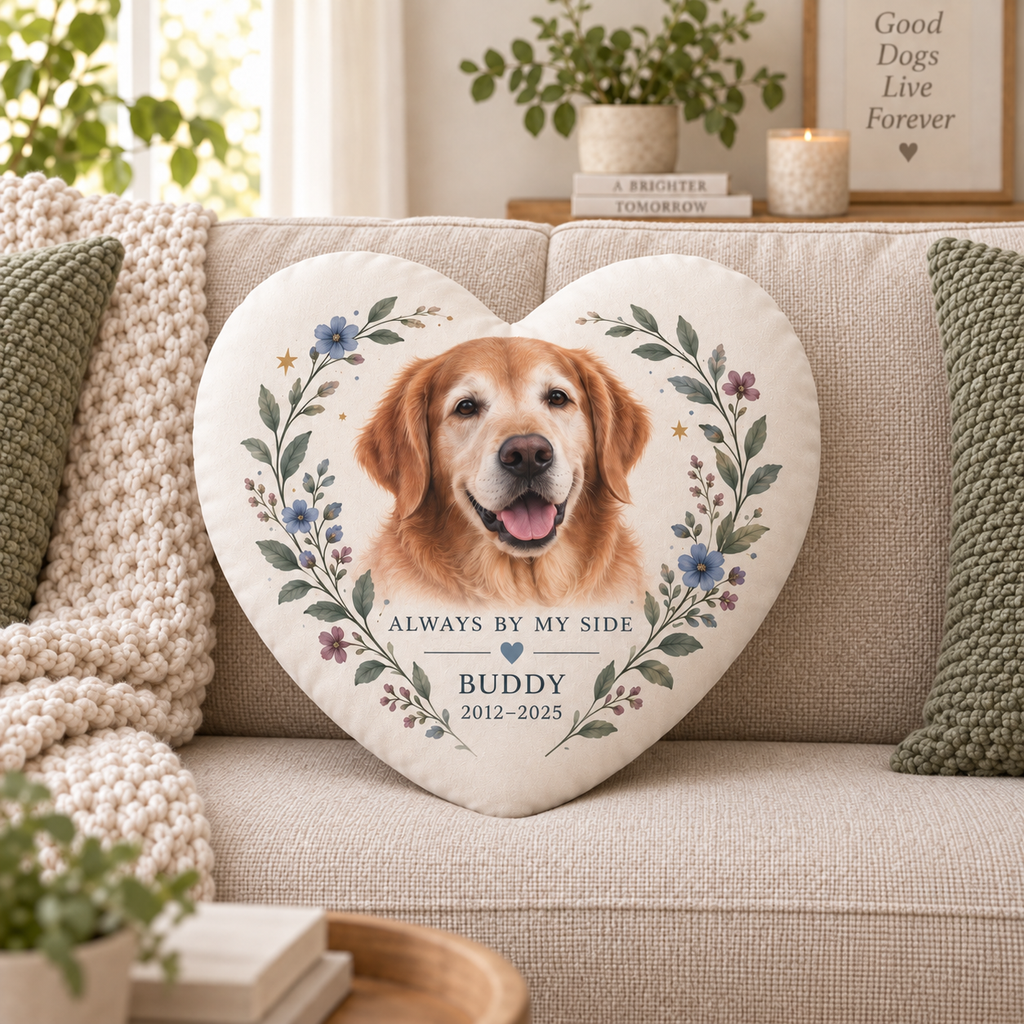 Always by My Side — Personalized Pet Shaped Pillow — supplied front design example