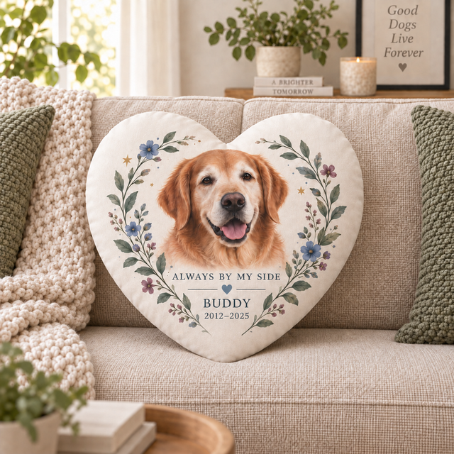 Always by My Side — Personalized Pet Shaped Pillow — supplied front design example