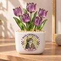 main character energy personalized pet glass tulip pot — primary design mockup