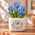 gotcha day forever personalized pet glass tulip pot — primary design mockup