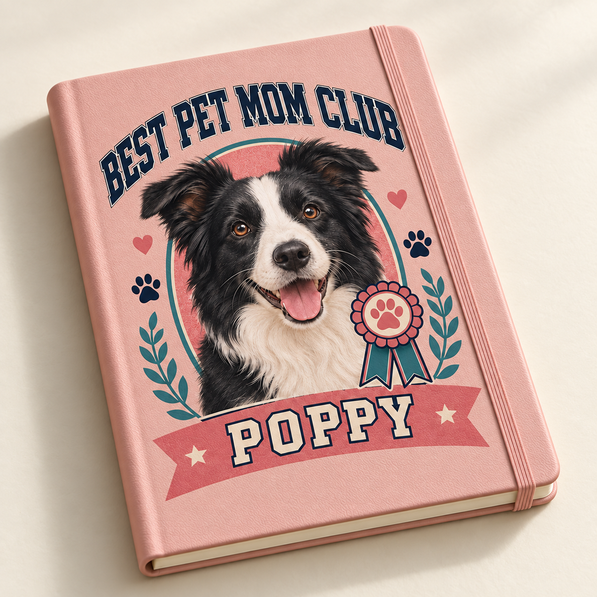 Best Pet Mom Club — Personalized Pet Journal — close-up example mockup