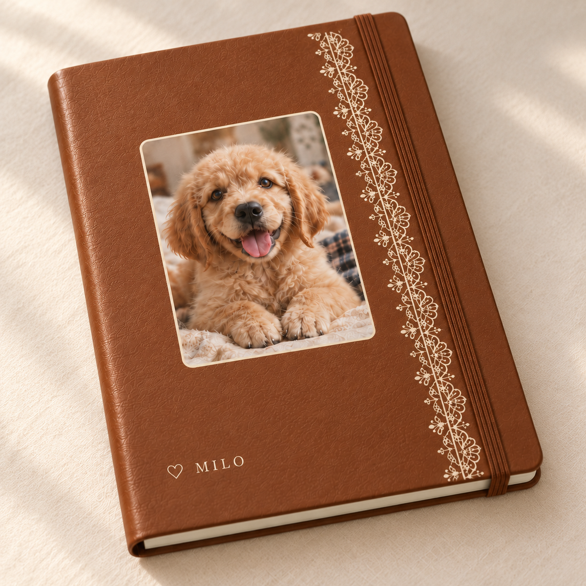 Botanical Chapters — Personalized Pet Journal — close-up example mockup