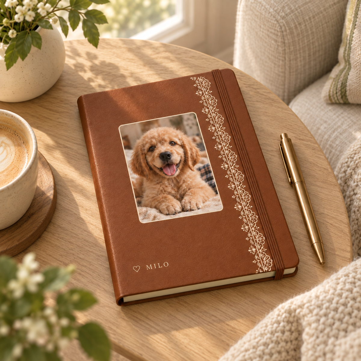 Botanical Chapters — Personalized Pet Journal — lifestyle example mockup